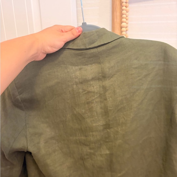 Zara Olive Green Linen-Blend Women's Blazer - Picture 4 of 4